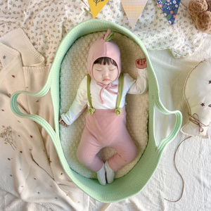 Corde de coton tissé <span class=keywords><strong>Moïse</strong></span> panier bébé dormir panier à langer dessin animé décoration comprend matelas matelas matelas matelas paniers de rangement - Product Image 1