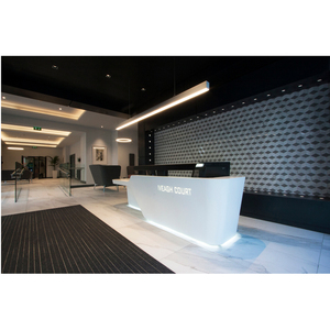 Bề mặt rắn phòng tập thể dục văn phòng trở lại tường thiết kế cong bàn tiếp tân hiện đại - Product Image 2