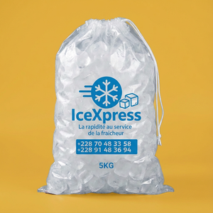 Sacchetti per <span class=keywords><strong>Ghiaccio</strong></span> in PE con Cordoncino e Stampa Flessografica, Logo Personalizzato, Plastica Resistente e Spessa per Conservazione di Latte e Gelatine - Product Image 5