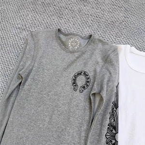 Camiseta de <span class=keywords><strong>manga</strong></span> <span class=keywords><strong>larga</strong></span> para <span class=keywords><strong>mujer</strong></span> Chrome Hearts High Version 25SS de algodón con estampado de flor de herradura y gofre, estilo streetwear - Product Image 4