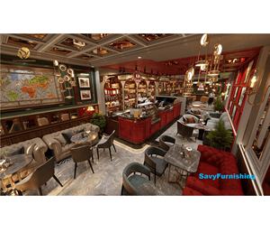 Elegante café cafetería tienda renderizado moderno panadería tienda muebles conjunto fabricante personalizado café Bar restaurante muebles conjunto en venta - Product Image 1