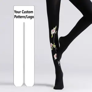 Single leg floral printed pantyhose stockings oem custom panty hose