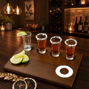 Bandeja de Madera para Tequila con Borde de Sal, Portavasos para Tequila, 8x11.8 Pulgadas, para Amantes del Tequila - Product Image 3