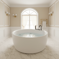 Baignoire ronde autoportante de luxe moderne pour massage à remous intérieur, hôtels et villas ou baignoire à jets d'air domestique, prix d'usine