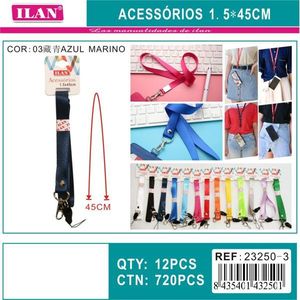 Laccetto da collo ILAN 1,5x45 cm in nylon regolabile per badge identificativo e telefono - Product Image 1
