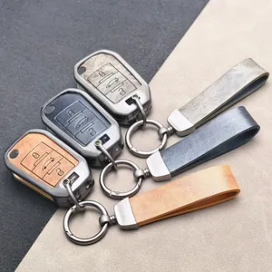 Funda de cuero y aleación de zinc para llave de <span class=keywords><strong>Citroen</strong></span> Berlingo 2021 <span class=keywords><strong>C3</strong></span> III <span class=keywords><strong>Aircross</strong></span> C4 C4L C5 C6 C8 Picasso y Peugeot 208 2019 308 - Product Image 2