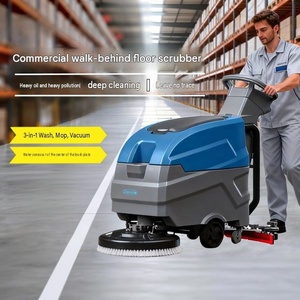 <b>Walk</b> Behind Floor Sweeper Scrubber <b>Machine</b> 24V Battery Powered Compact for Retail Store Shopping Mall Cleaning - Product Image 3