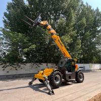 Chariot télescopique Tele 538-60 avec levage de palettes, 4 roues motrices, pneus tout-terrain solides, mât à trois sections, hauteur de levage de 12 m, hauteur de levage abaissée
