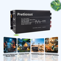 Pretiosus Inverter 2500Watt 2.5kw Onduleur à onde sinusoïdale pure avec chargeur DC12v 24v 48v à AC110/120/220/240v Convertisseur de puissance