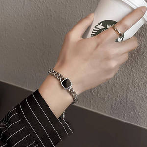 <span class=keywords><strong>Gelang</strong></span> Pria Kuba minimalis Antik liontin kotak hitam sederhana rantai baja tahan karat perhiasan warisan industri - Product Image 3