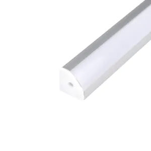 Luz LED de alumínio para canal, tampa em forma de V branco leitoso, 16x16mm, faixa de luz com tampa de ponta e acessórios de montagem