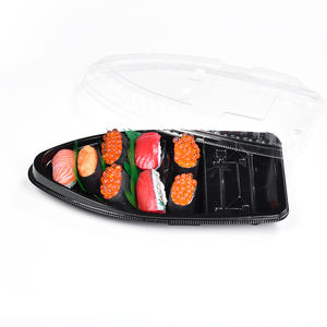 Sunzza-impresión personalizada <span class=keywords><strong>de</strong></span> plástico para mascotas, embalaje apilable para comida, <span class=keywords><strong>sushi</strong></span>, <span class=keywords><strong>barco</strong></span>, desechable, <span class=keywords><strong>grande</strong></span>, color negro - Product Image 3