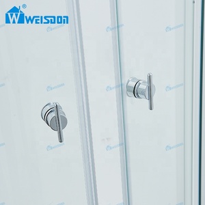 Weisdon Chrome <strong>Sector</strong> Tray Tempered Glass Double Sliding Door Aluminum Framed <strong>Shower</strong> <strong>Enclosure</strong>