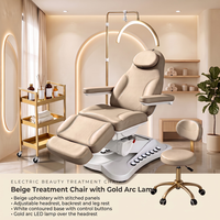 Table de soin électrique réglable avec lampe LED, lit de traitement pour salon de beauté, table de spa inclinable en cuir pour esthéticienne, vente en gros