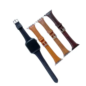 For iWatch Series 38/40 42/44 mm Customized Gentleman Vintage Genuine Calf Leather Strap glossy oil watch band