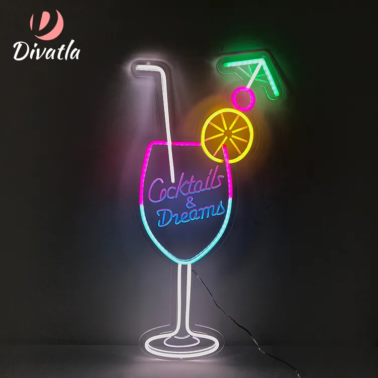 Divatla coquetel neon 2023 led neon, luminária led neon para área interna, bar, clube, noite, 5w