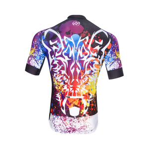 T-shirt de cyclisme personnalisé à sublimation avec motif crâne de loup, tissu léger à faible densité, manches courtes pour vêtements d'équipe sportive - Product Image 2