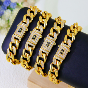 Conjunto de Collar y Pulsera de Lujo Chapado en Oro de 21k con Circonitas, Estilo Hip Hop, Joyería de Boda para Mujer, Estilo Dubái - Product Image 6
