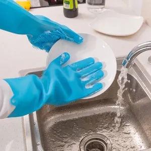 Silicone Scrubber găng tay Silicone găng tay cho món ăn rửa ma thuật Silicone rửa chén găng tay