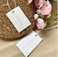 Étiquettes de prix en papier découpées sur mesure, écologiques, avec logo personnalisé, pour sacs, vêtements, chaussures, chaussettes