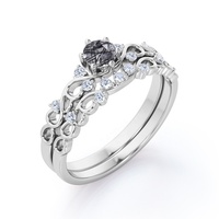 Bague de mariée fantaisie, ensemble d'anneaux rutilé en argent massif 925, en forme ronde, 6mm, superbe cadeau