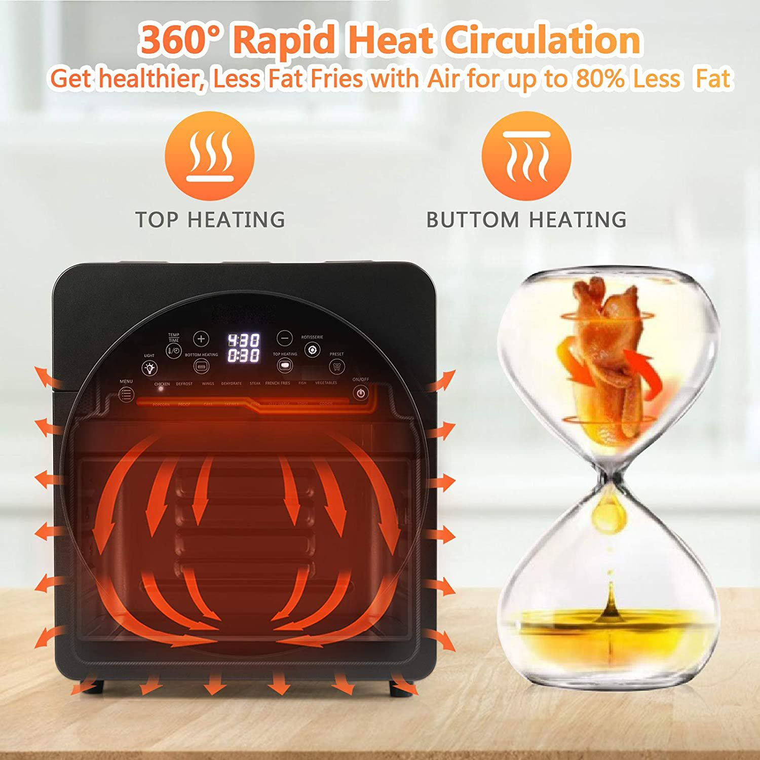 Air Fryer Stainless Steel 14L - Digital Control Panel
