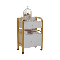 Chariot de rangement de salon de beauté moderne et luxueux en métal à 4 roues pour les outils d'art des ongles, chariot de salon multifonctionnel mobile, utilisation dans le salon