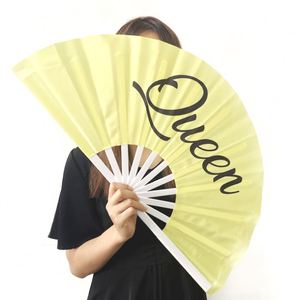 Éventail pliant portable décoratif en bambou chinois, grand format 13 pouces, personnalisé, nouveau design, promotionnel, écologique, peint, pour cadeau - Product Image 5