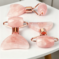 Outil de Gua Sha en Quartz Rose Naturel, Pierre de Massage Facial en Forme de Cœur pour Soins de la Peau