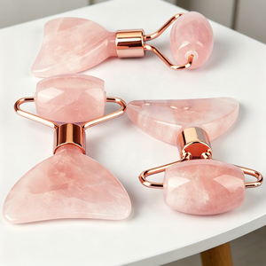 Masajeador Facial Pakcare Design con Logotipo Personalizado, Rodillo Gua Sha de Cuarzo Rosa, <span class=keywords><strong>Beneficios</strong></span> Antienvejecimiento y Adelgazantes para Uso Comercial y Doméstico - Product Image 1