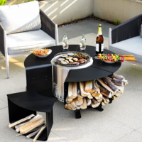 Table pliante portable en aluminium de luxe pour l'extérieur patio foyer à gaz foyer de jardin rond avec bois de chauffage
