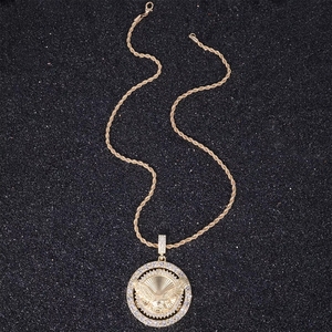 Kalung Elang Putar Berlapis Emas 45cm untuk Anak-Anak, Kristal & Berlian Imitasi, Gaya Punk, Hadiah Perhiasan Grosir - Product Image 3