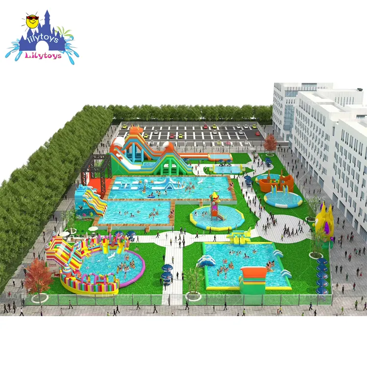 Pemasok Tiongkok Taman Air Equiment Moving Park Inflatable Mobile Water Park untuk Dijual