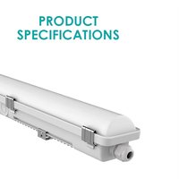 Lampe LED Tri-proof SAA CE CB LVD à piles d'urgence, 4 pieds, étanche, résistante aux intempéries, pour garage, atelier, industrie