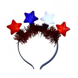 New Arrival Plastic Head Hair Led Flashing Five Pointed Star Light Up Headbands Party