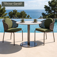 Fauteuil d'extérieur tressé sur mesure avec cadre en aluminium et coussins pour terrasse, chaise de salle à manger, personnalisation de projets en gros