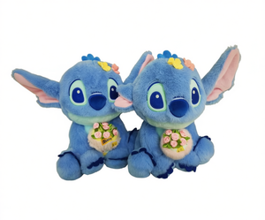 Peluche Stitch 25 cm, morbido peluche per bambini, regalo unisex con fiori - Product Image 1