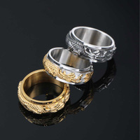 Bague pour hommes Européen Punk Coiling Dragon tournant Hop Plaqué or Bijoux de style chinois SA1040