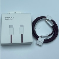 Câble de charge USB-C vers USB-C PD tressé en nylon résistant à l'usure, 1 m, accessoire de charge pour smartphone pour iPhone 15-18