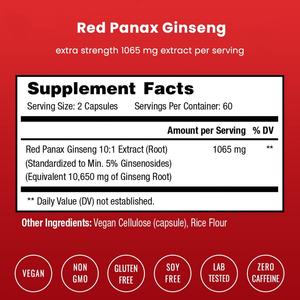 Nuevas Cápsulas de Ginseng Rojo Panax para Energía, Concentración y Rendimiento para Adultos, Suplemento de Ginseng Rojo Panax - Product Image 3
