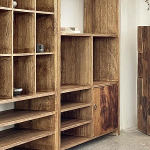 Mobili Wabi Sabi, Scaffale Moderno Classico Antico, Libreria <span class=keywords><strong>in</strong></span> <span class=keywords><strong>Legno</strong></span> Massello, Set di Scaffali per Soggiorno - Product Image 3