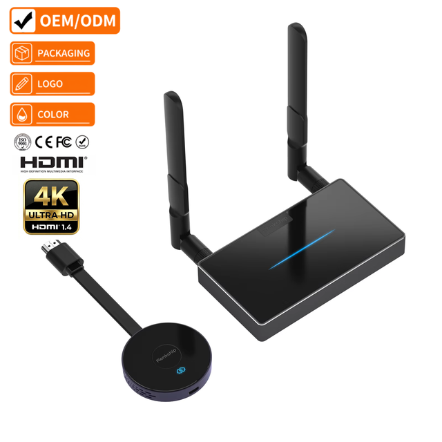 Justlink 4K Wireless HDMI Extender Transmitter Receiver 50m with HDMI+VGA Outputs and Dual Antennas for Laptop PC Projector TV
