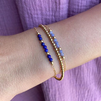 Délicat Bracelet Rempli Or Pierre de Naissance Petites Perles Facettées en Gemme Cristal Naturel Bracelets Zodiaque Bijou Cadeau