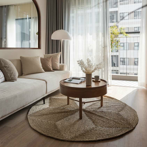 Space Saving Coffee <b>Table</b> Natural Wood Minimalism Design Living Room Furniture Vietnam 1 Year Warranty Diameter 80 x Height 40 <b>c</b> - Product Image 1