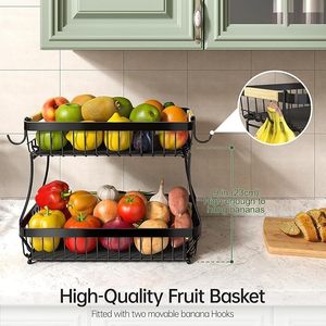 Étagère de rangement en métal à double niveau, détachable, type sur pied, panier à fruits et légumes pour l'organisation de la <span class=keywords><strong>cuisine</strong></span> - Product Image 2