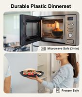 Ensemble de 24 assiettes et bols incassables pour 6 personnes, service de vaisselle noir pour camping, camping-car et appartement
