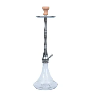 Conjunto de fumo longo de metal, 75cm altura, shisha, narguilé, grande, defumador, conjunto de fumo alemão, prata, shisha