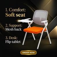 Chaise de bureau ergonomique en maille peu encombrante, pliable, empilable, pivotante, légère, livraison transfrontalière, best-seller