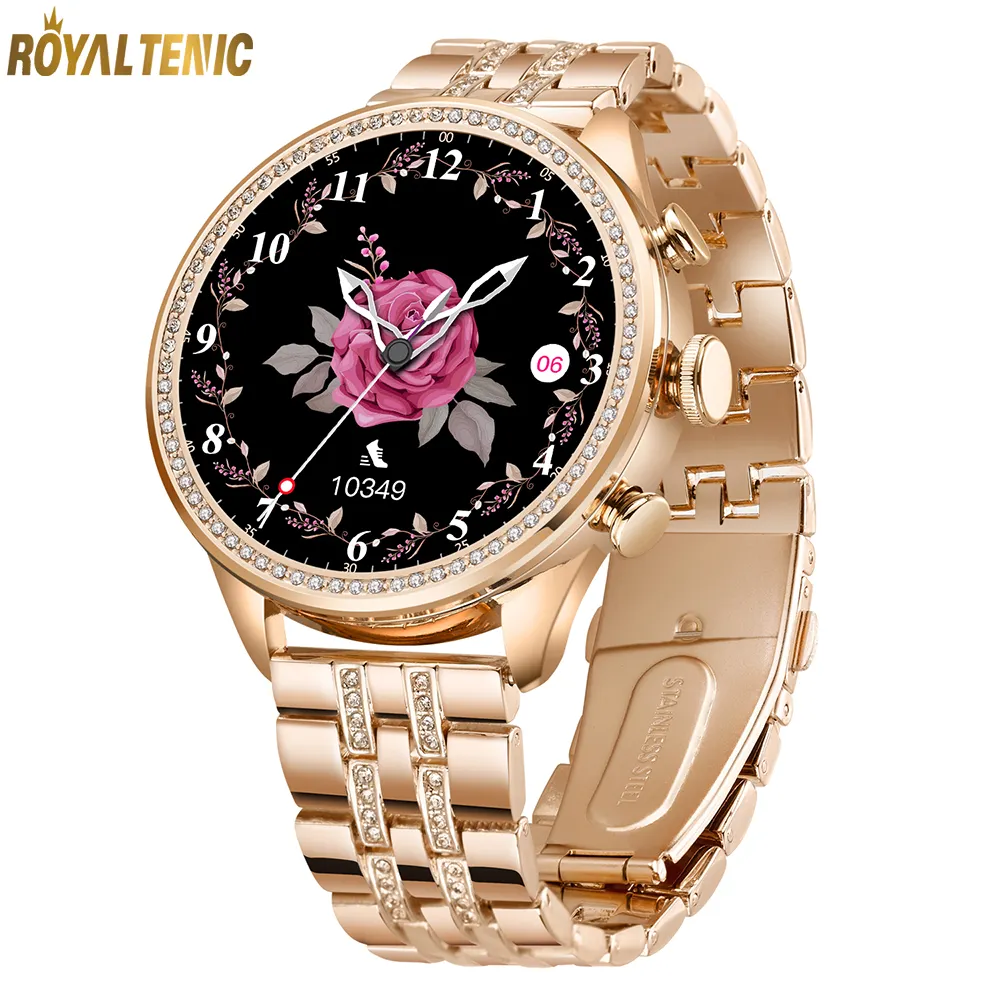 Style diamant 2 bracelets 1.28 pouces femmes montre intelligente 2024 Montre Reloj inteligente Mujer BT appel femme Smartwatch pour femmes dames