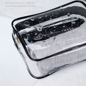 Organisateur de trousse de maquillage transparent en PVC résistant à l'eau de grande capacité pour voyage en plein air avec fermeture à glissière - Product Image 3